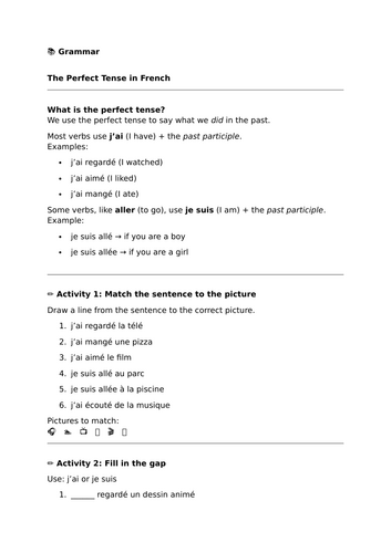 The Perfect Tense in French with je