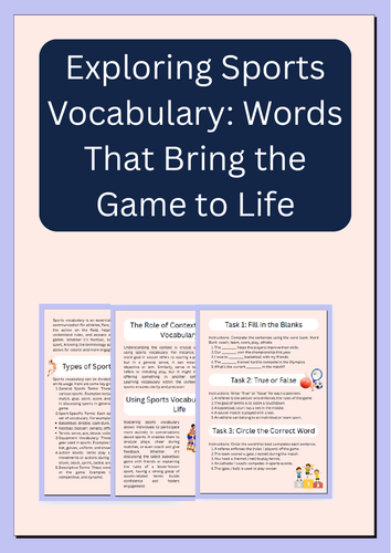 Sports Vocabulary: Terms, Verbs, Equipment, Actions