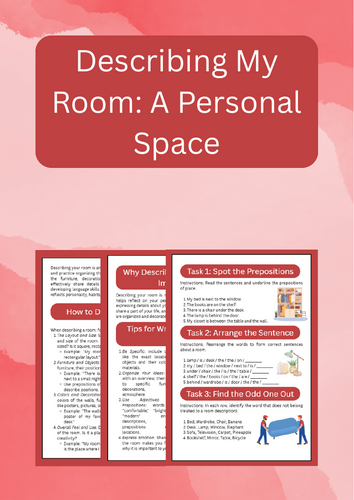 Describing My Room A Personal Space: Vocabulary, Prepositions, Details