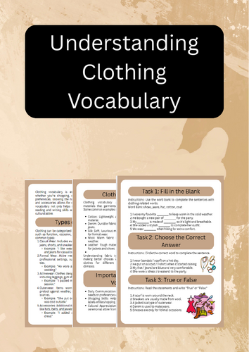 Clothing Vocabulary: Types, Materials, Seasons