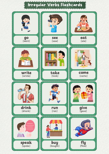 Irregular Verbs Flashcards: English Grammar Practice