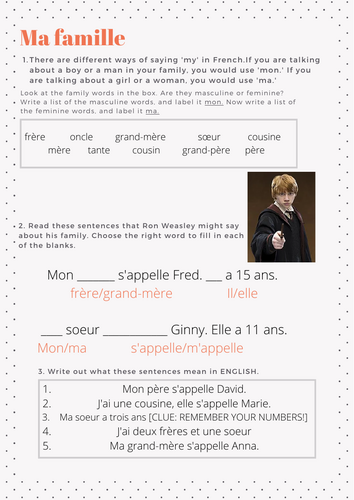 French Harry Potter Family Resources