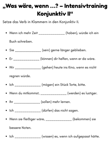 konjunktiv 2 german exercises