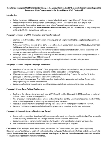Paper 1 Britain Essay Plans: Political Landscapes