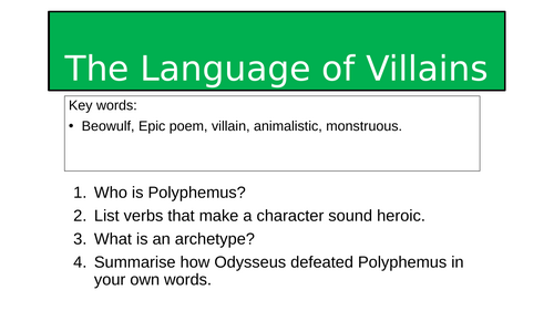 The Language of Villains - Beowulf