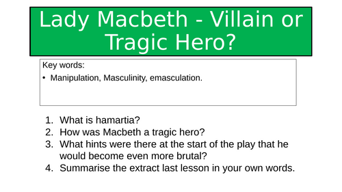 Lady Macbeth, Villain or Tragic Hero?