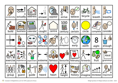 Widgit Common Exception Words Mat - Year 3 & 4