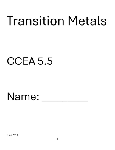 CCEA A2 Chemistry 5.6-5.8 Transition metals, complexes and chemistry Questions