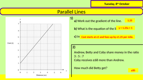 Parallel lines y = mx + c