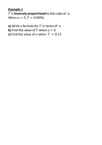 Inverse Proportion formulae