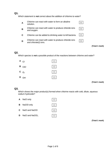 A Level Chemistry - Group 7 Chemistry