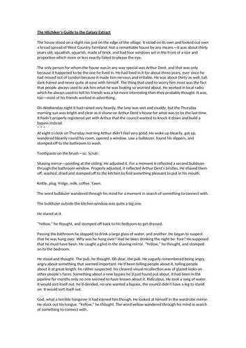 AQA English Language Paper 1 Section A - The Hitchhiker’s Guide to the Galaxy