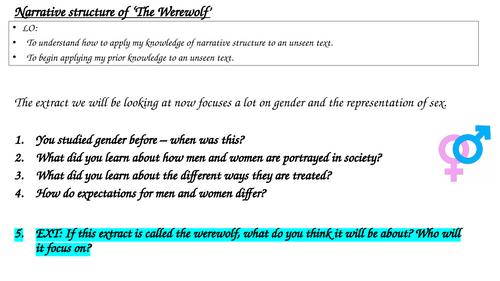Narrative Structure of the Werewolf by Angela Carter