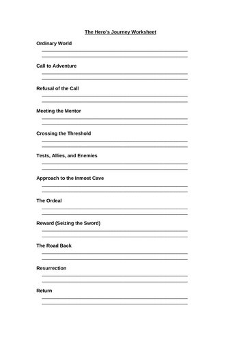 The Hero's Journey Worksheet