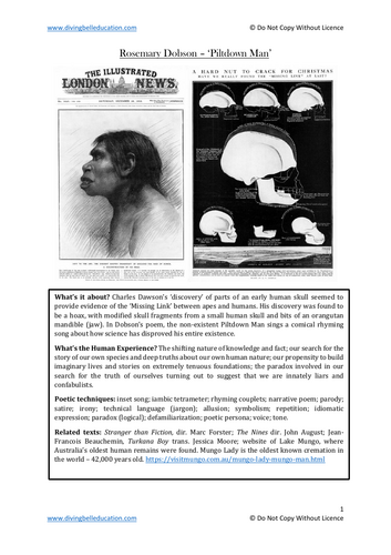 HSC Close reading notes: Rosemary Dobson, 'Piltdown Man'