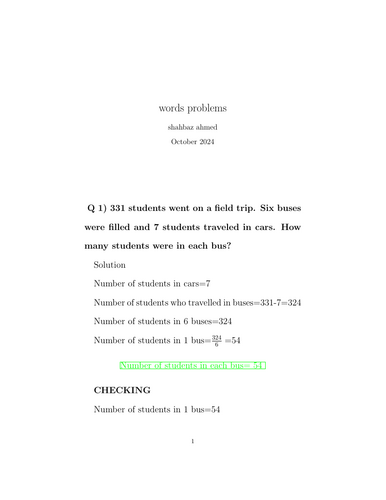 Words problems in mathematics