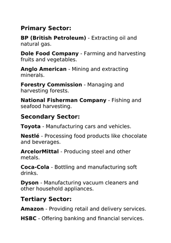 IGCSE Business Studies - Classification of Businesses (Chapter 2)