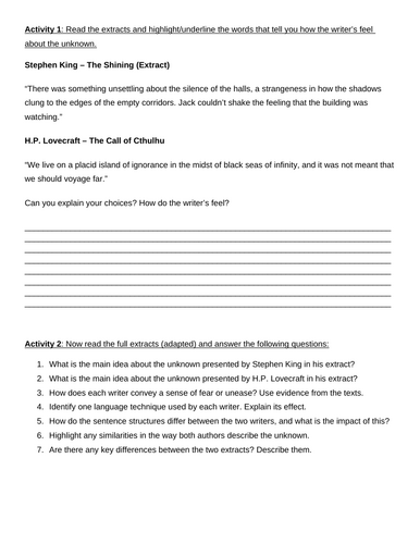 Comparing Writer's Ideas and Perspectives (Pearson 2.0 English Language)