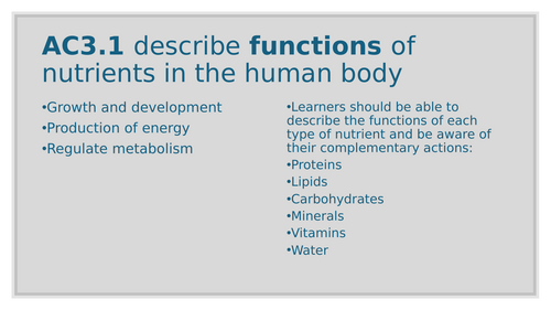 WJEC Level 3 Food Science and Nutrition Unit 1 Exam slides LO1-LO3