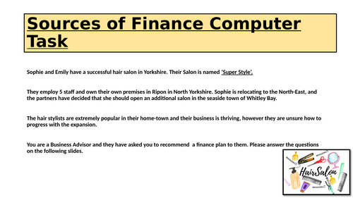 Sources of Finance Computer Room Scenario Task