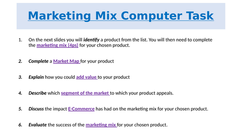 Marketing Mix Computer Review Task