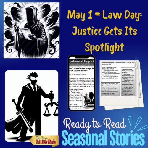 Law Day in the USA: Why May 1 Matters so Much! Kids Article Package & Freebie Worksheets and More!