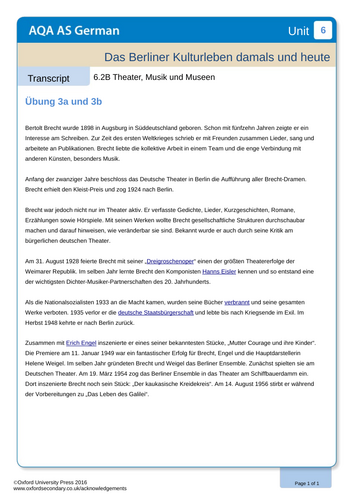 German A Level - Berlin culture topic