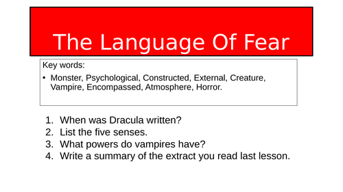 The Language Of Fear - Dracula