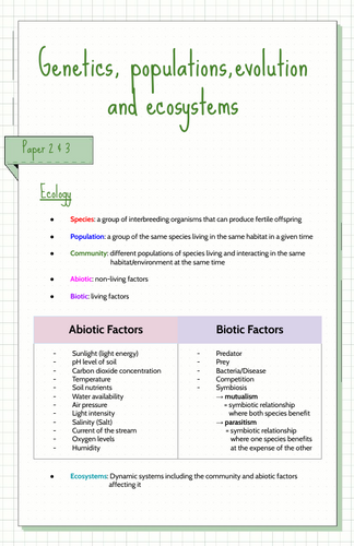AQA A Level Biology Revision Notes (1-8)