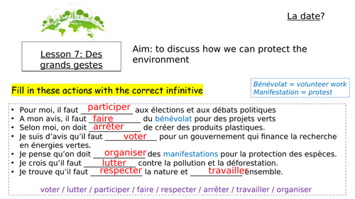 Module 6 Unit 3 Des grands gestes Edexcel GCSE French 2024