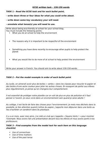 Module 6 Unit 5 Innovation verte Edexcel GCSE French 2024