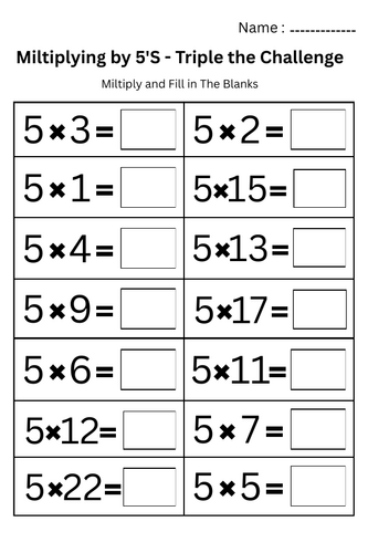 3 Math Multiplication Kids Practice Worksheets