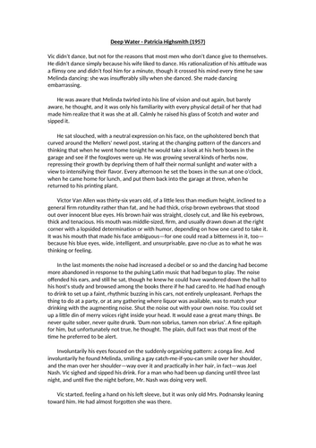 AQA English Language Paper 1 Section A - Deep Water (Highsmith)