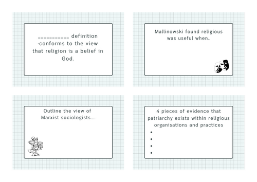 AQA Sociology Beliefs in Society student flash card activity