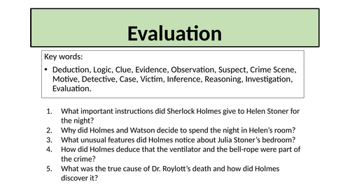 Crime Fiction - Evaluation Of The Speckled Band