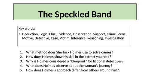 Crime Fiction - The Speckled Band