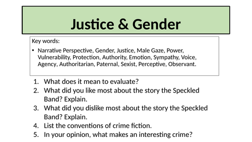 Crime Fiction - The Speckled Band: Justice & Gender