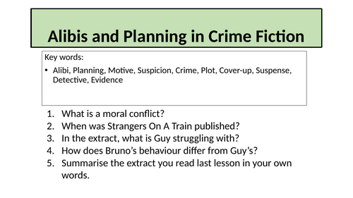 Crime Fiction - Alibis and Planning