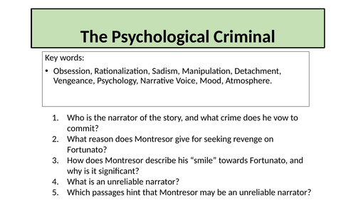 Crime Fiction - The Psychological Criminal (The Cask of Amontillado)