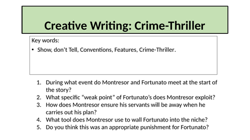 Crime Fiction - Creative Writing, Writing a Crime Story Assessment