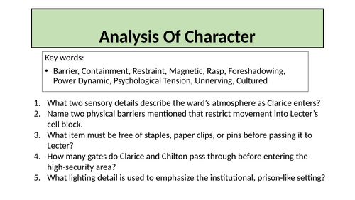 Crime Fiction - Analysis Of Character - Hannibal Lecter