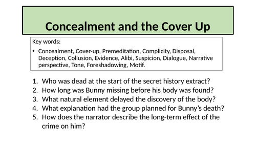 Crime Fiction - Concealment and the Cover Up (Out)