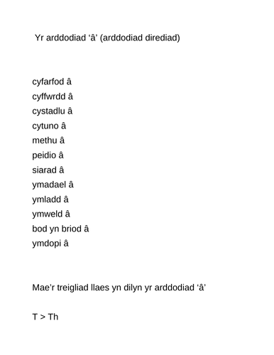 ADNODD ATHRAWON: Cymraeg Iaith Gyntaf TGAU a Safon Uwch: yr arddodiad â