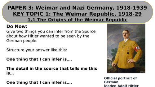 EDEXCEL GCSE HISTORY WEIMAR AND NAZI GERMANY L1 THE LEGACY OF THE FIRST WORLD WAR