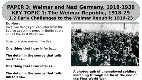 EDEXCEL GCSE HISTORY WEIMAR AND NAZI GERMANY LESSON  4 THE SPARTACISTS UPRISING AND THE KAPP PUTSCH