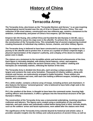 Terracotta Army “Article & Questions” Assignment (Ancient China)