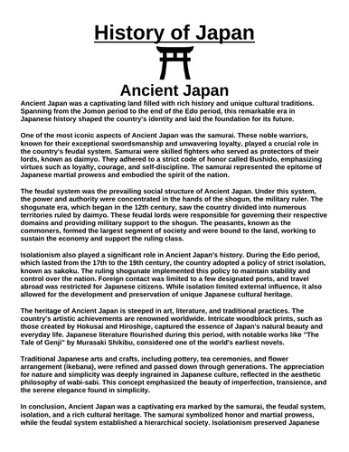 Ancient Japan “Article & Questions” Assignment (Ancient Japan)