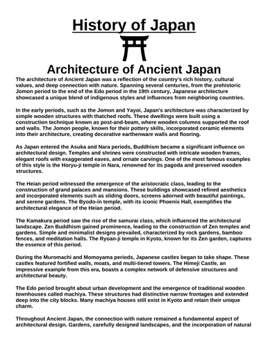 Architecture of Ancient Japan “Article & Questions” Assignment (Ancient Japan)