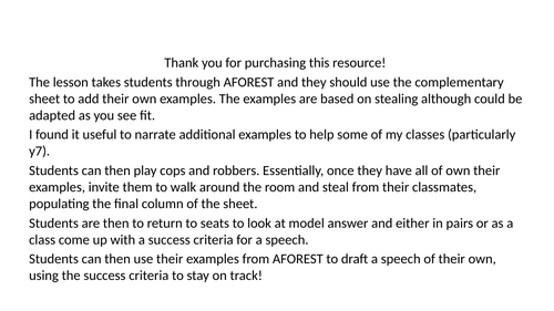 AFOREST lesson persuasive devices