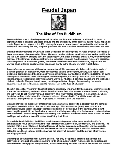 Feudal Japan: The Rise of Zen Buddhism “Article & Questions” Assignment